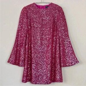 Jill Jill Stuart Sequined Bell Sleeve Party Cocktail Mini Dress Pink Size 0